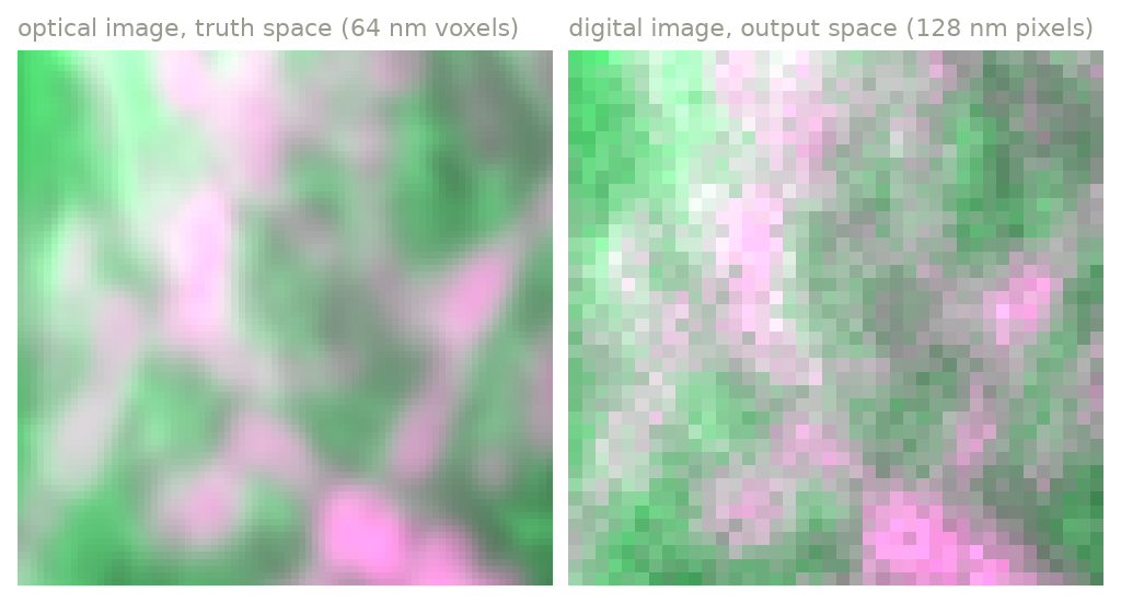 Optical image in the truth space, and the digital image in the output space